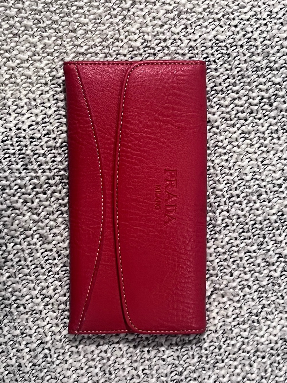Vintage Prada Milano Red Leather Long Wallet